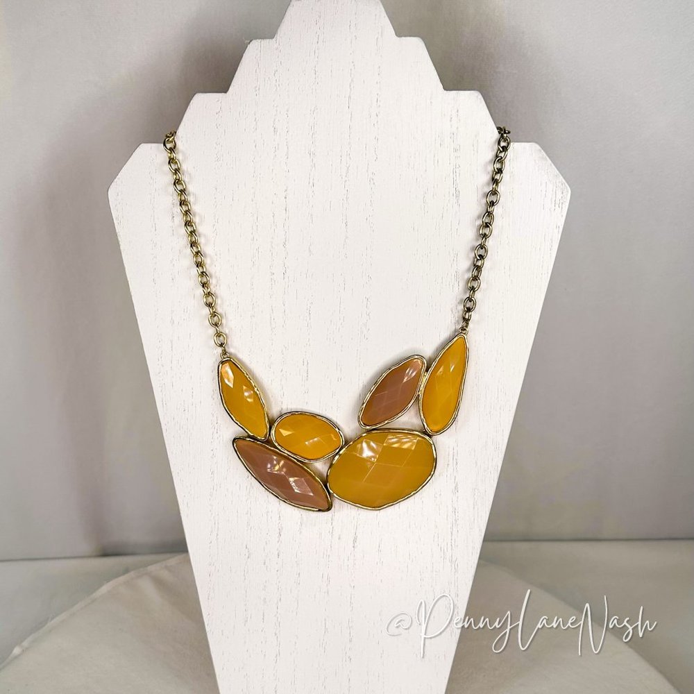 Vintage 6 Pebbled Oval Bubble Bib Chunky Necklace